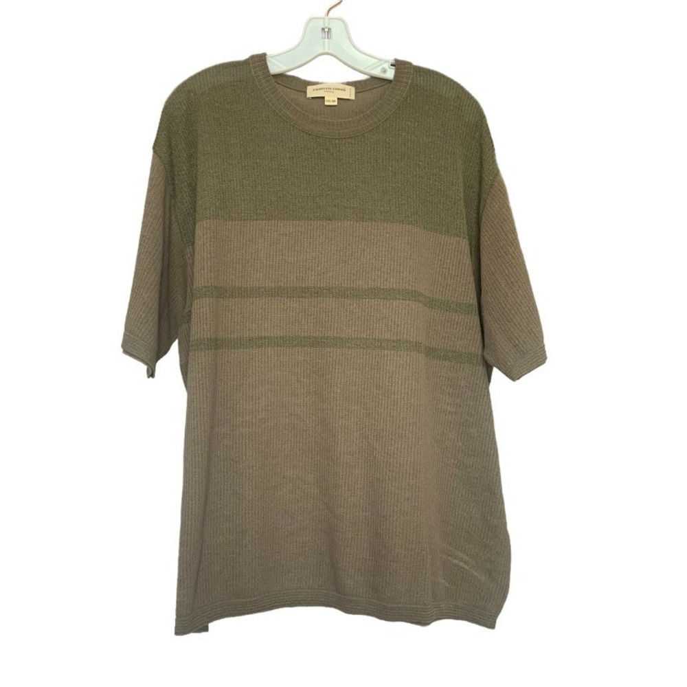 Pronto Uomo Firenze Made in Italy Men's XXL 56 Olive Knit Sweater Tee Colorblock
